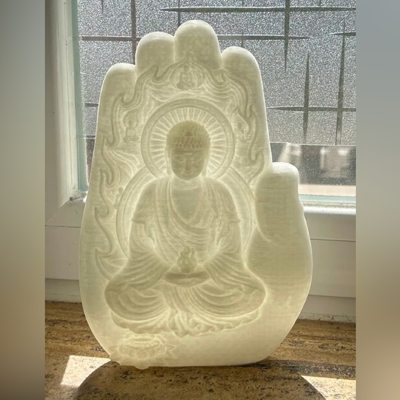 Buddha's hand, shelf wall decoration yoga meditation statue hamsa namaste om - Picture 2 of 5